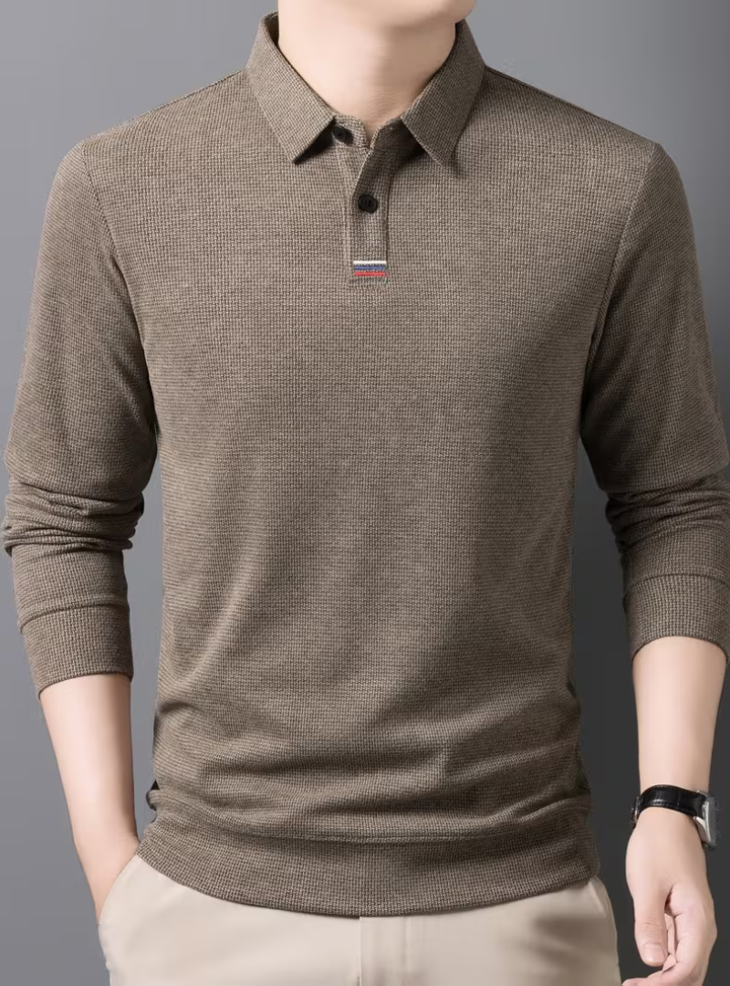 Pull polo à manches longues pour homme