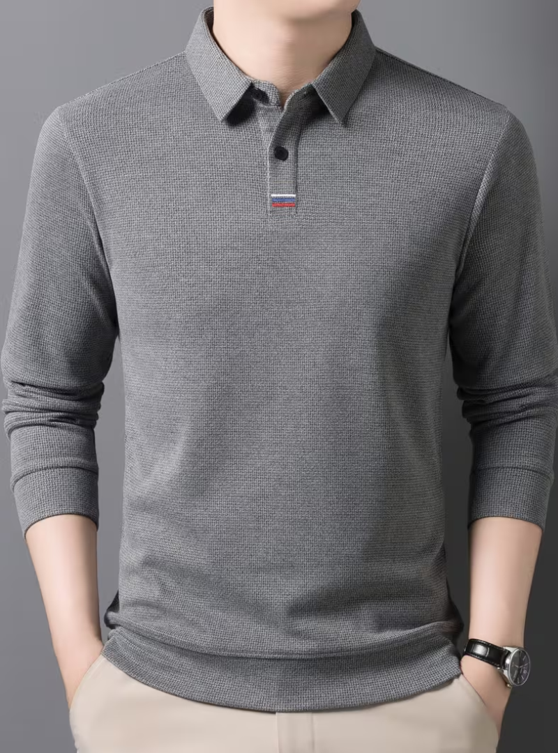 Pull polo à manches longues pour homme