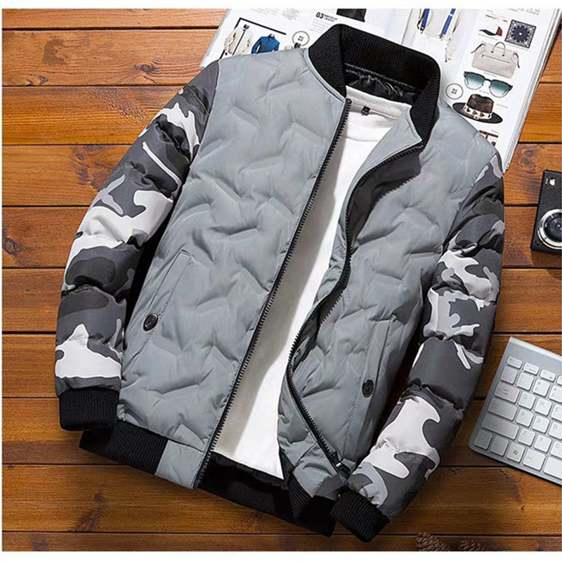 Blouson bomber homme matelassé à manches contrastantes