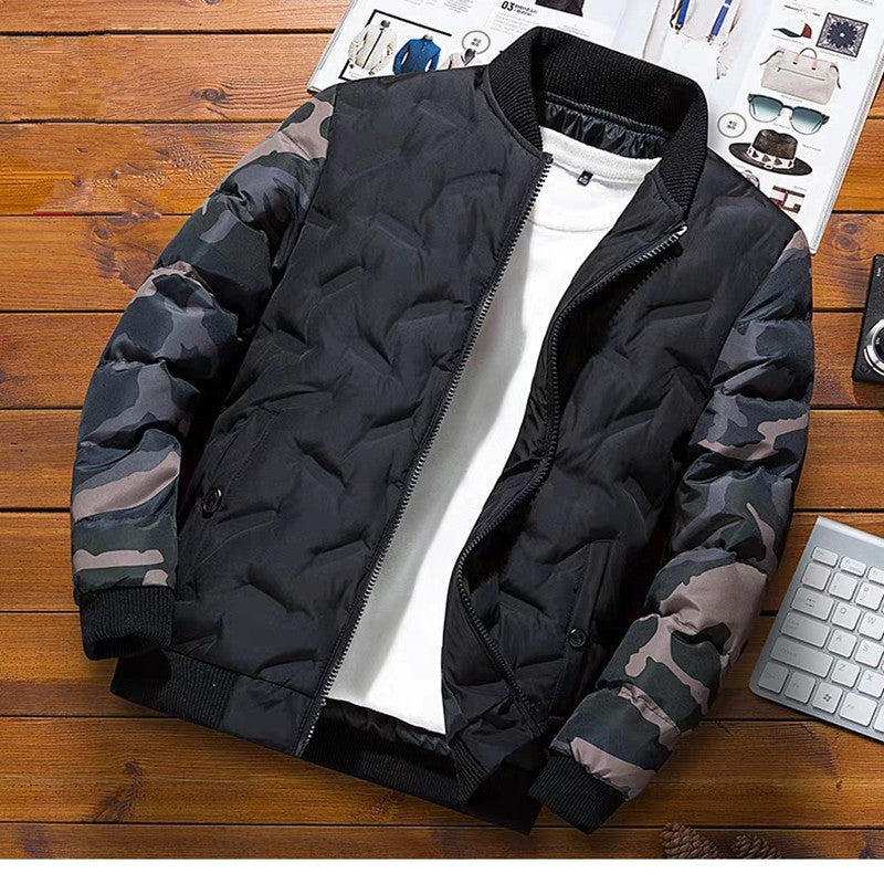 Blouson bomber homme matelassé à manches contrastantes