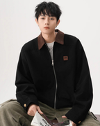 Blouson homme à col contrastant et fermeture zippée