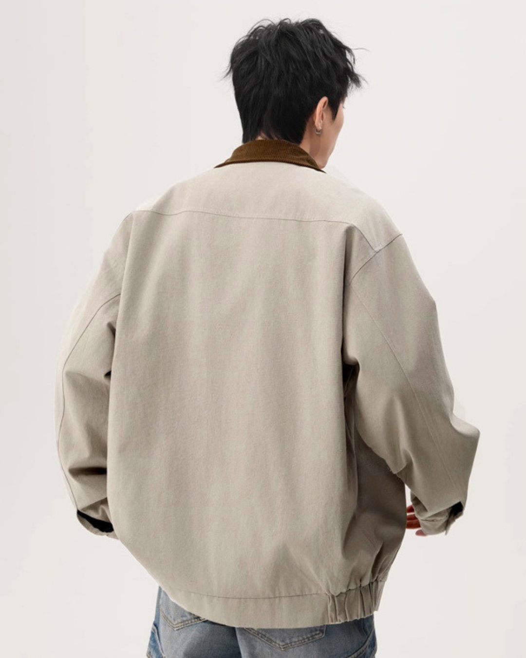 Blouson homme à col contrastant et fermeture zippée