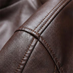 Blouson homme aspect cuir fourrure synthétique col montant