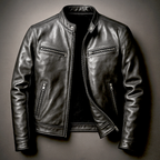 Blouson homme cuir-look col montant zippé