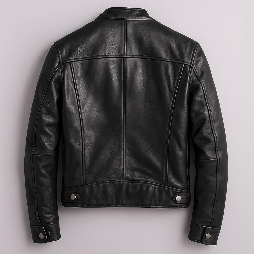 Blouson homme cuir-look col montant zippé