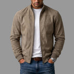 Blouson homme effet daim à col montant