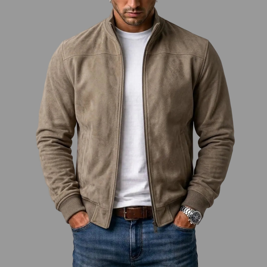 Blouson homme effet daim à col montant