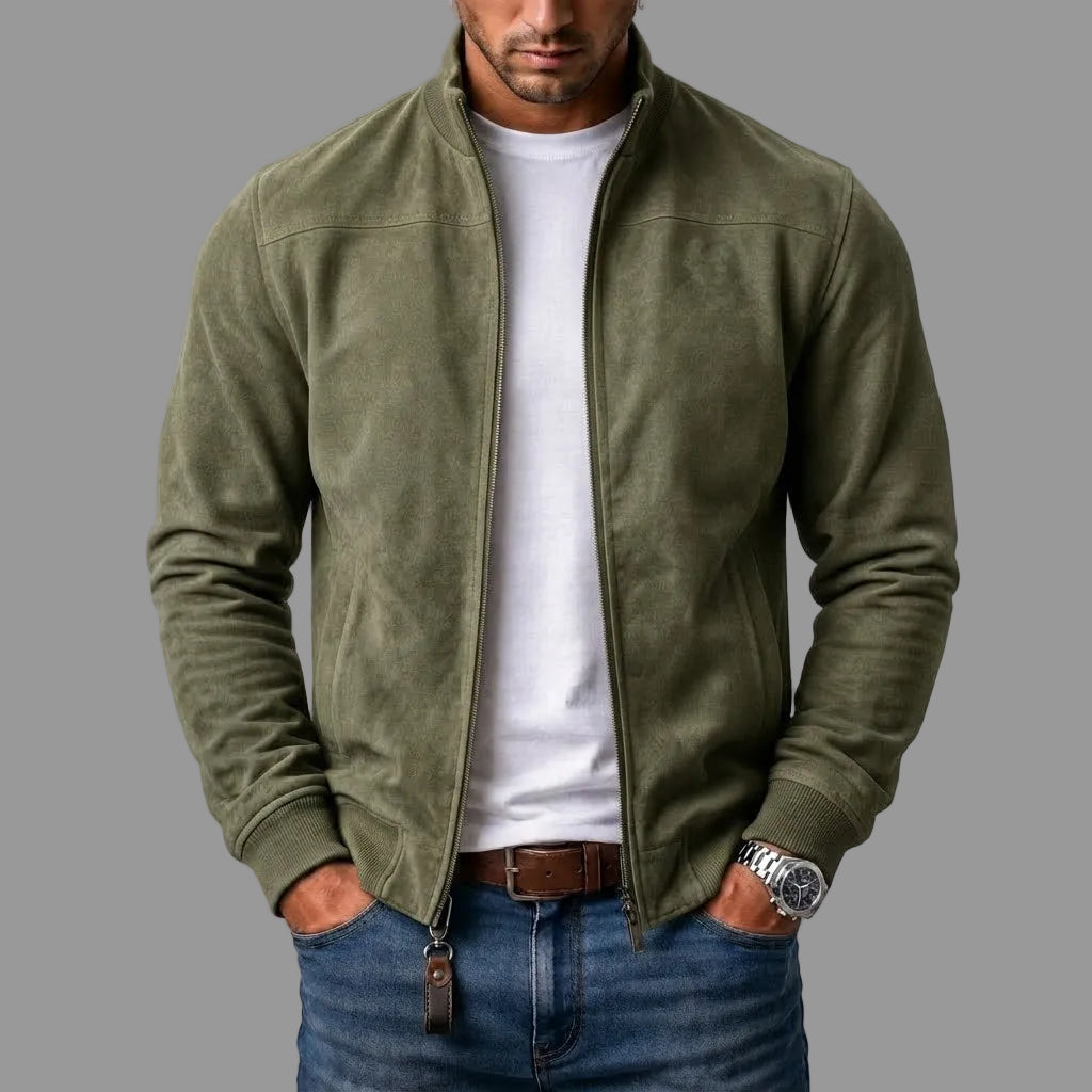 Blouson homme effet daim à col montant