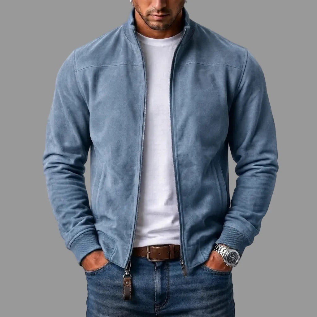 Blouson homme effet daim à col montant
