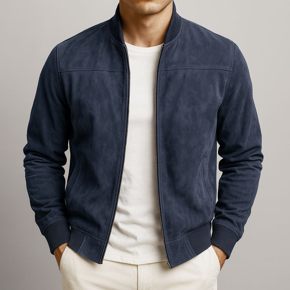 Blouson homme effet suédé zippé