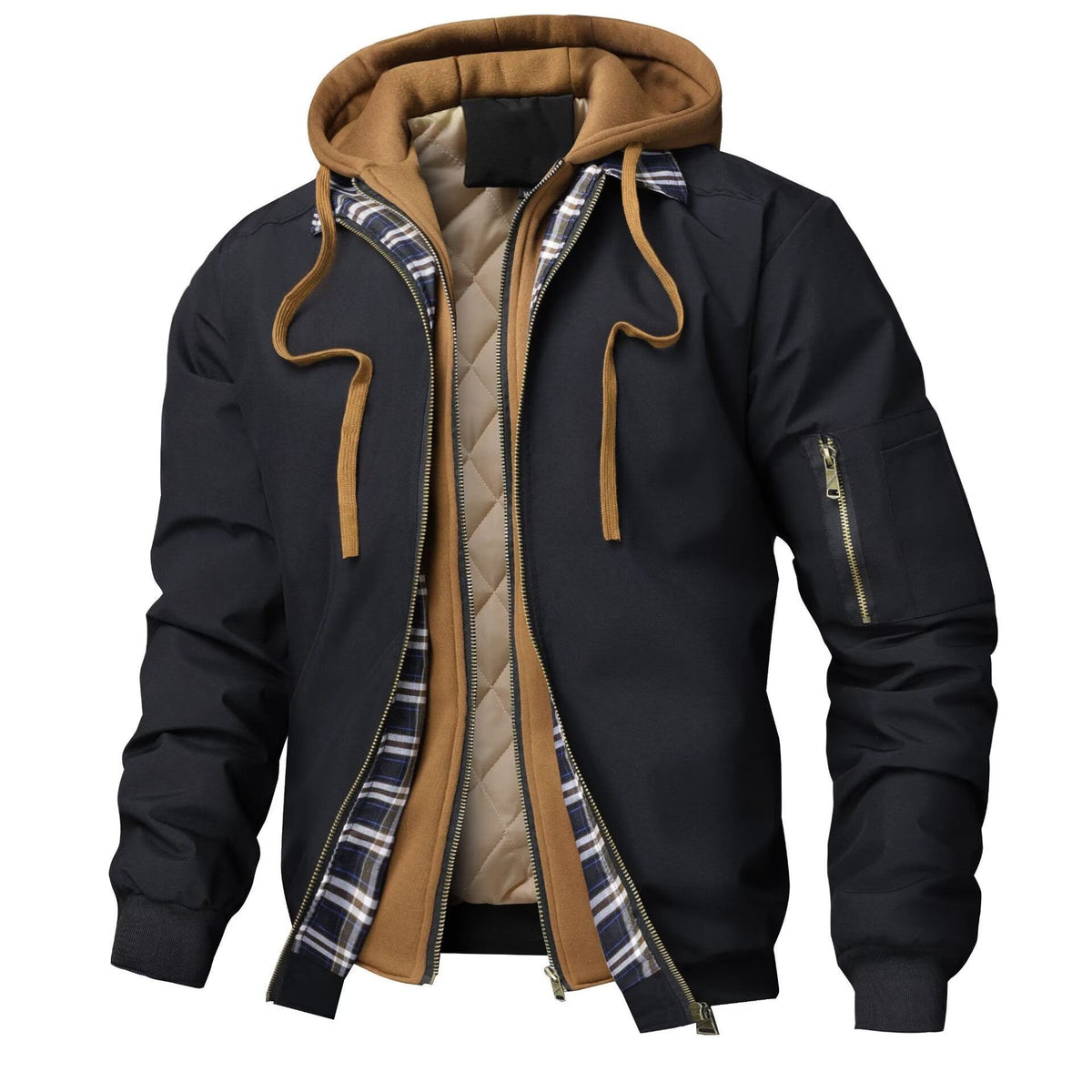 Blouson homme matelassé à capuche zippé