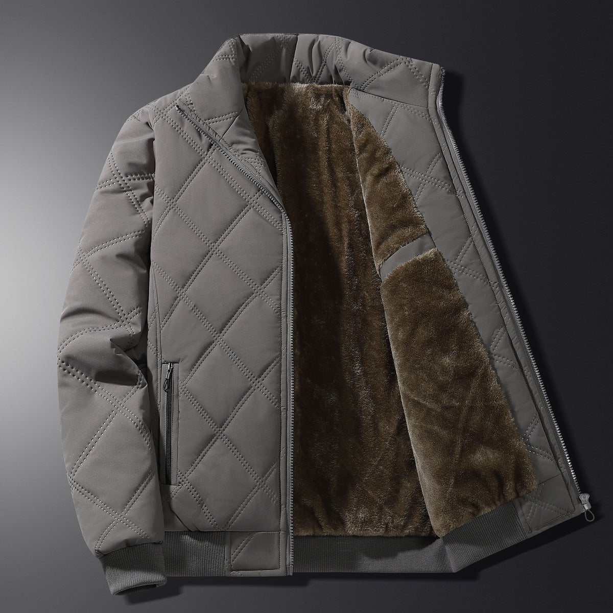 Blouson homme matelassé doublé col montant zippé