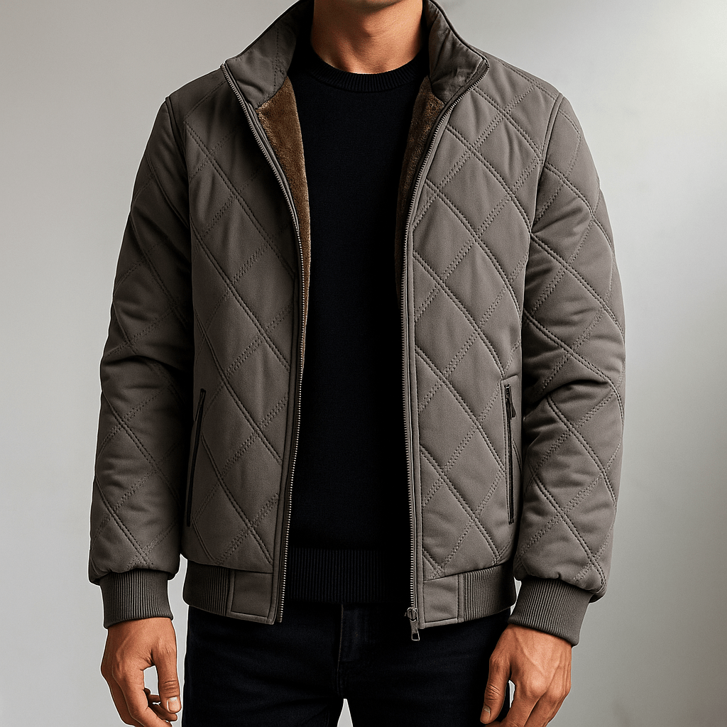Blouson homme matelassé doublé col montant zippé