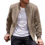 Blouson homme zippé côtelé à col montant
