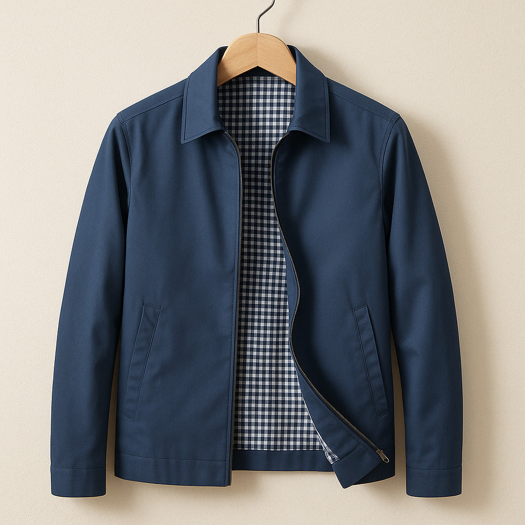 Blouson homme zippé à doublure à carreaux