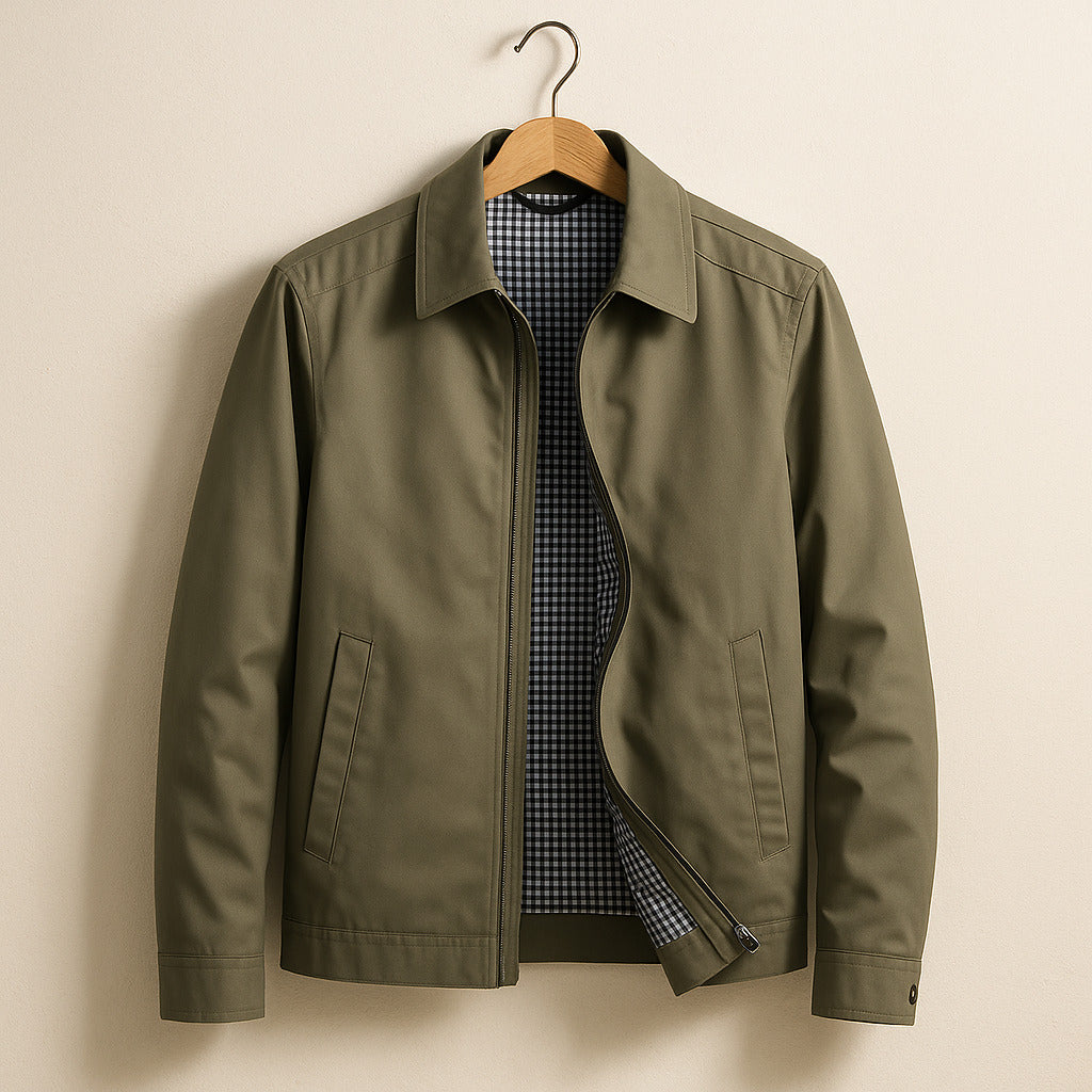 Blouson homme zippé à doublure à carreaux