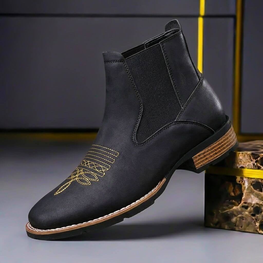 Bottes Chelsea homme à bout brodé
