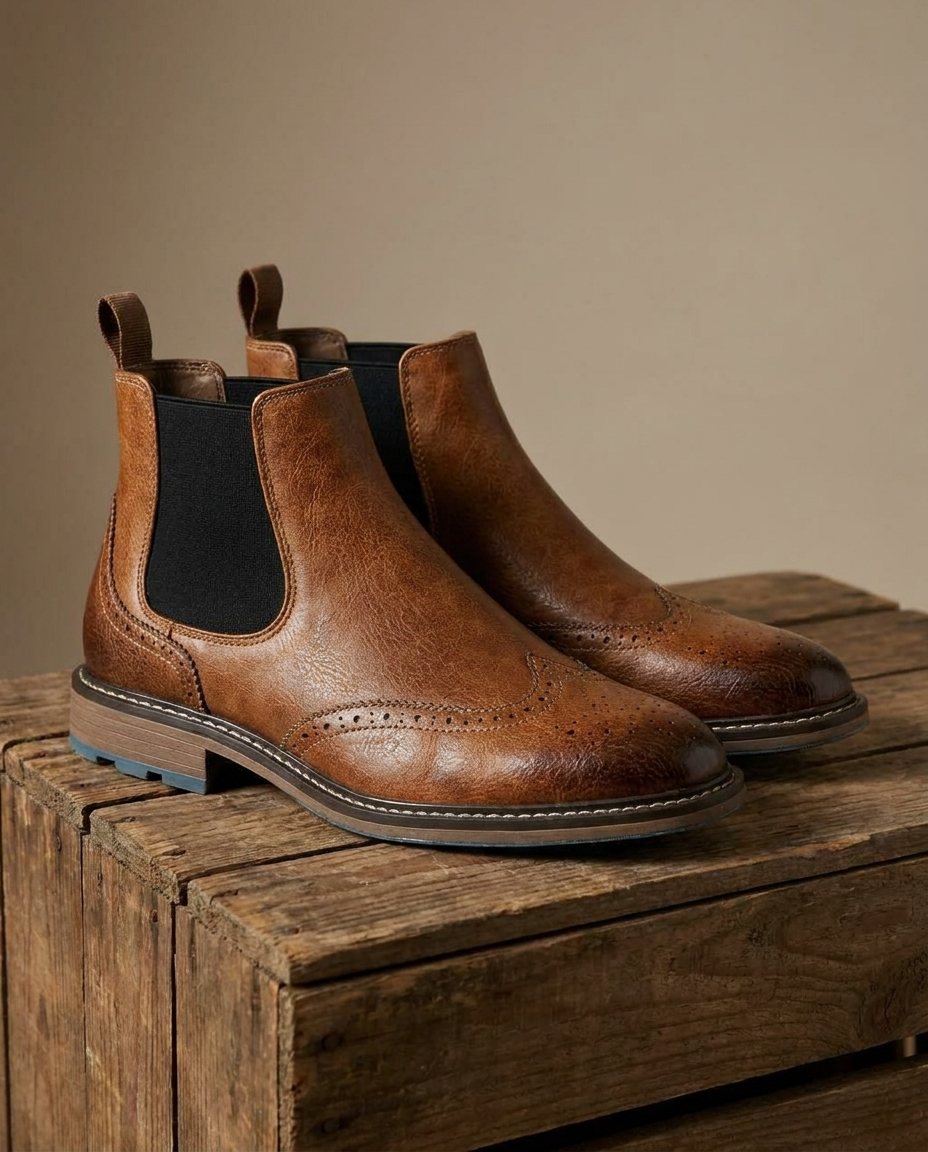 Bottines Chelsea homme à perforations