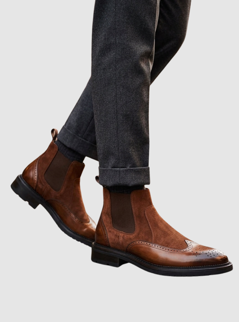 Bottines Chelsea homme daim à détails perforés