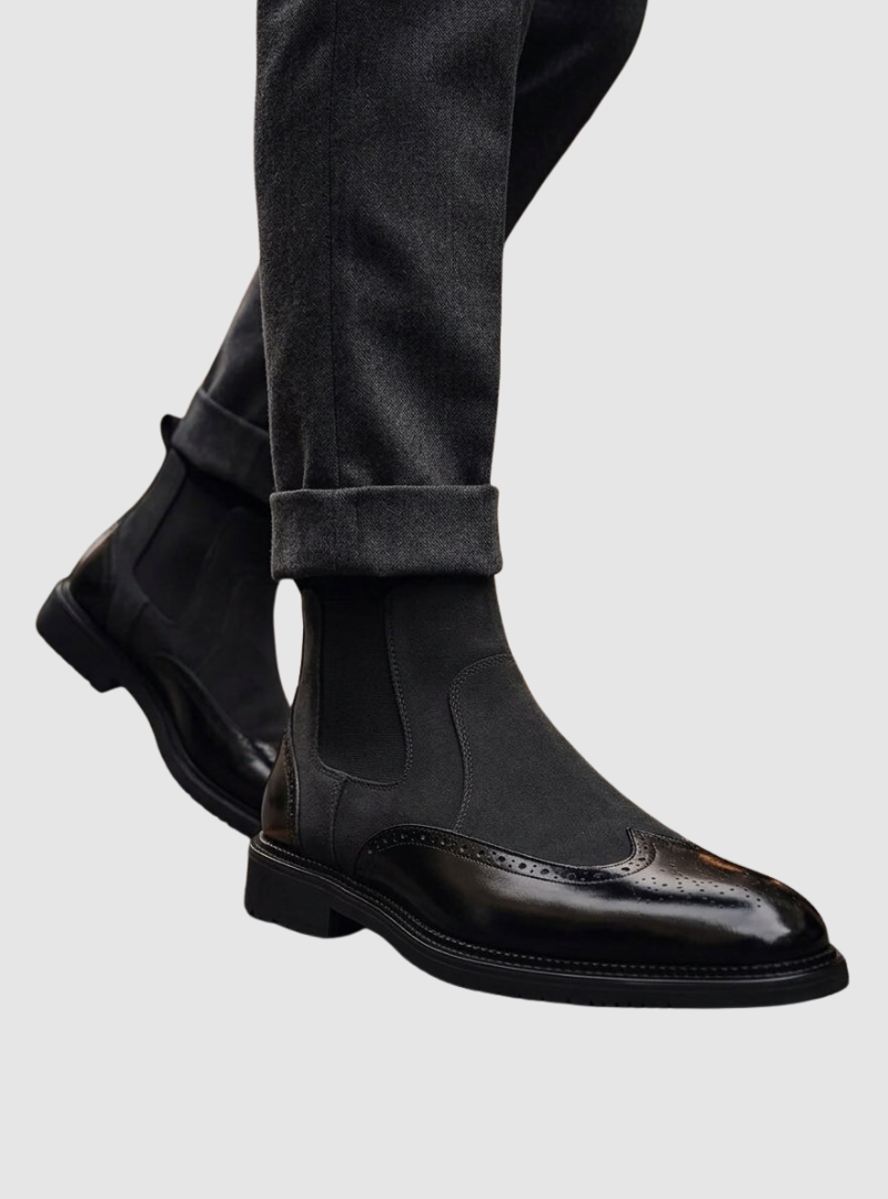 Bottines Chelsea homme daim à détails perforés