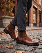 Bottines Chelsea homme daim à perforations