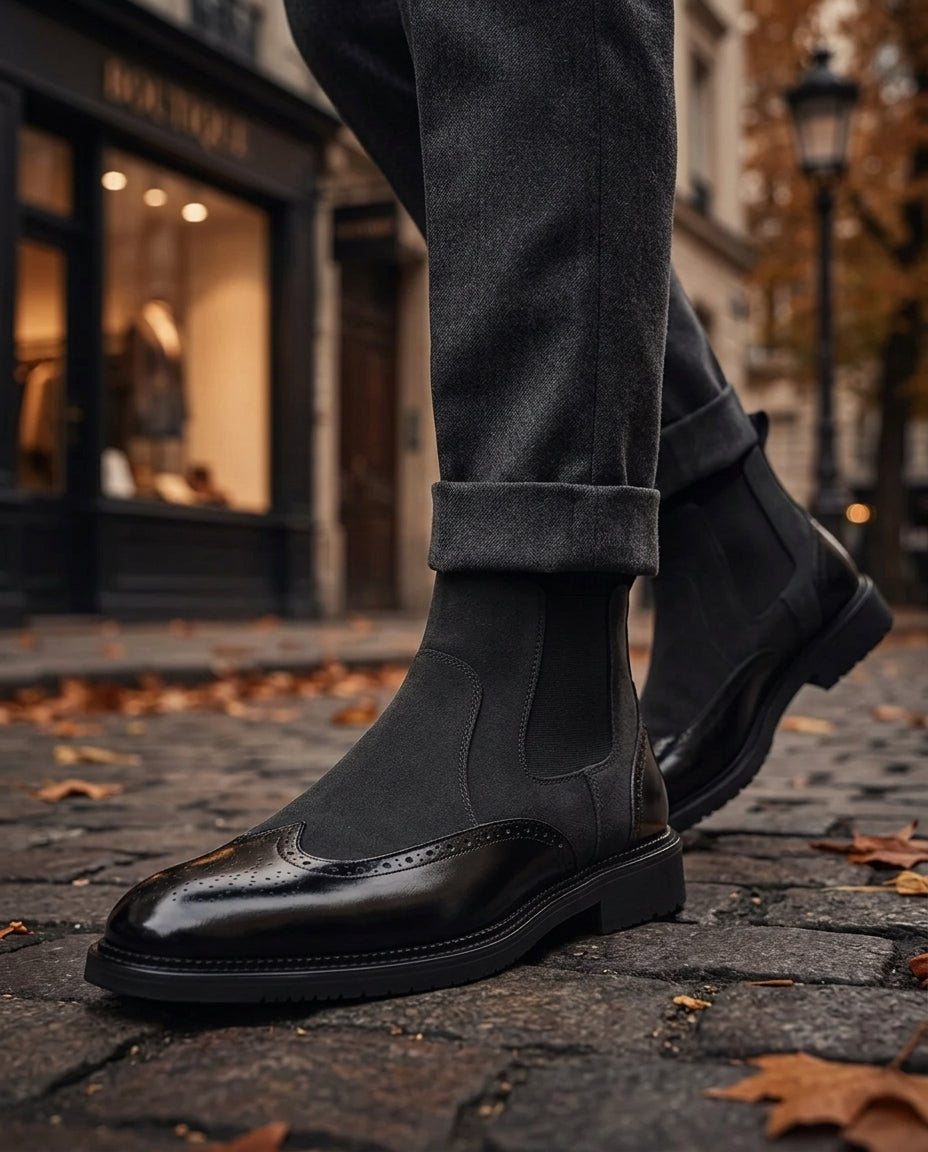 Bottines Chelsea homme daim à perforations
