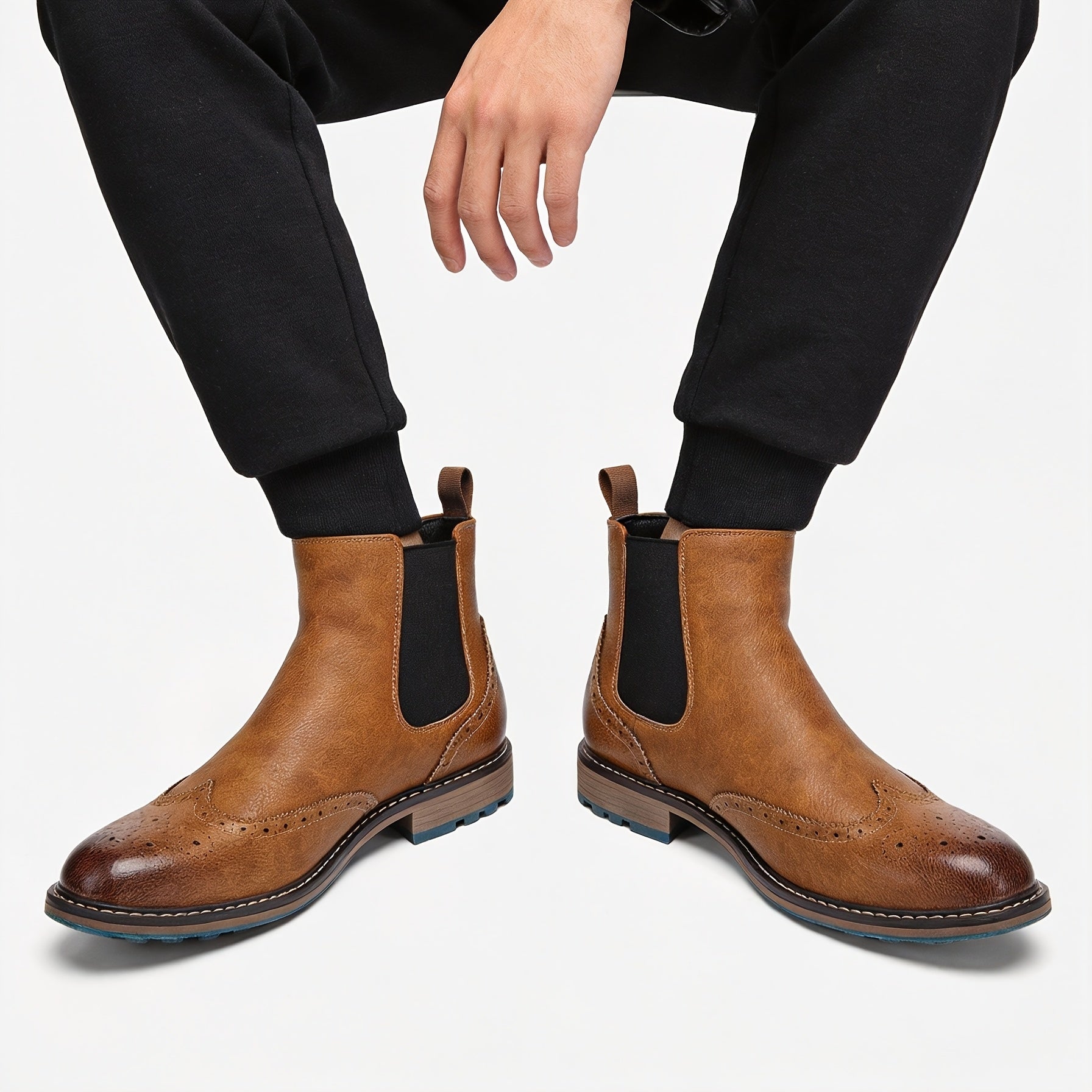 Bottines homme Chelsea à détails brogue
