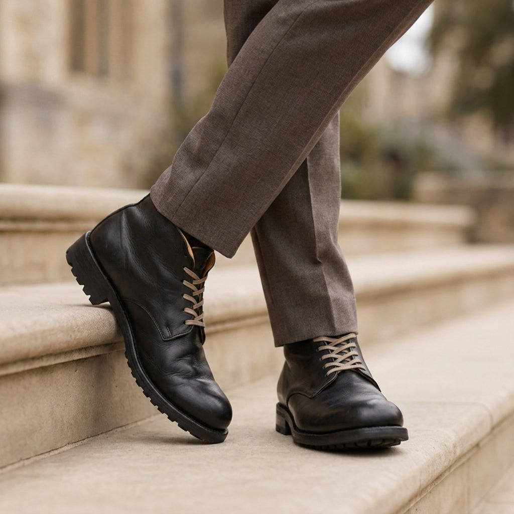 Bottines homme cuir à lacets semelle crantée