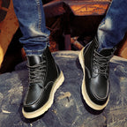 Bottines homme cuir fourrées à lacets semelle épaisse