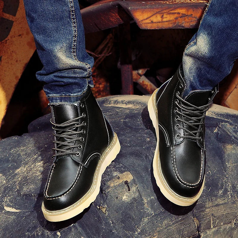 Bottines homme cuir fourrées à lacets semelle épaisse