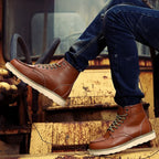 Bottines homme cuir fourrées à lacets semelle épaisse
