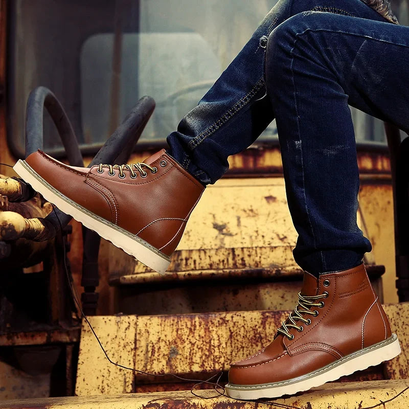 Bottines homme cuir fourrées à lacets semelle épaisse