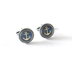 Boutons de manchette homme motif ancre