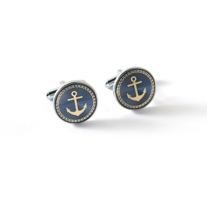 Boutons de manchette homme motif ancre