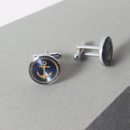 Boutons de manchette homme motif ancre
