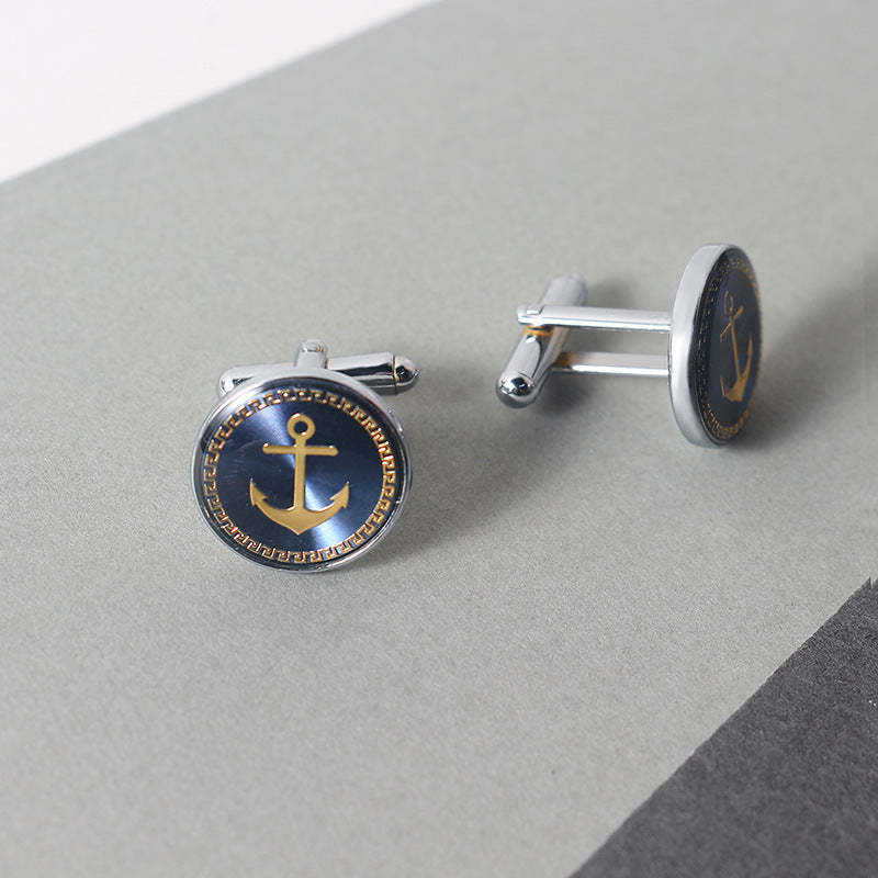 Boutons de manchette homme motif ancre