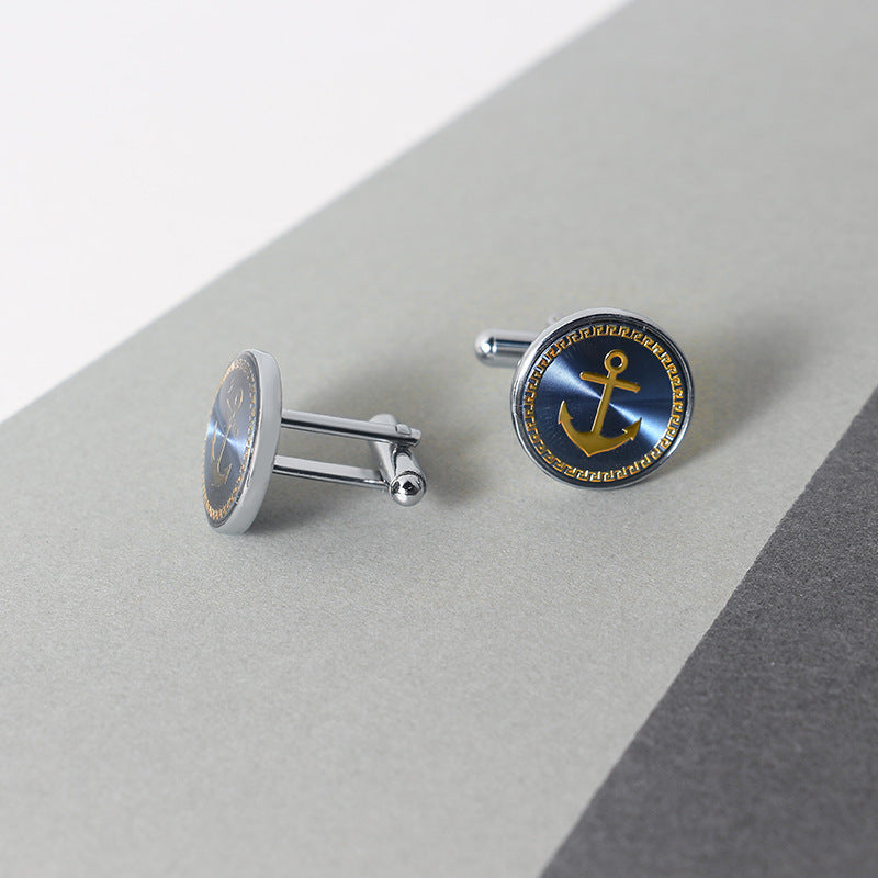 Boutons de manchette homme motif ancre