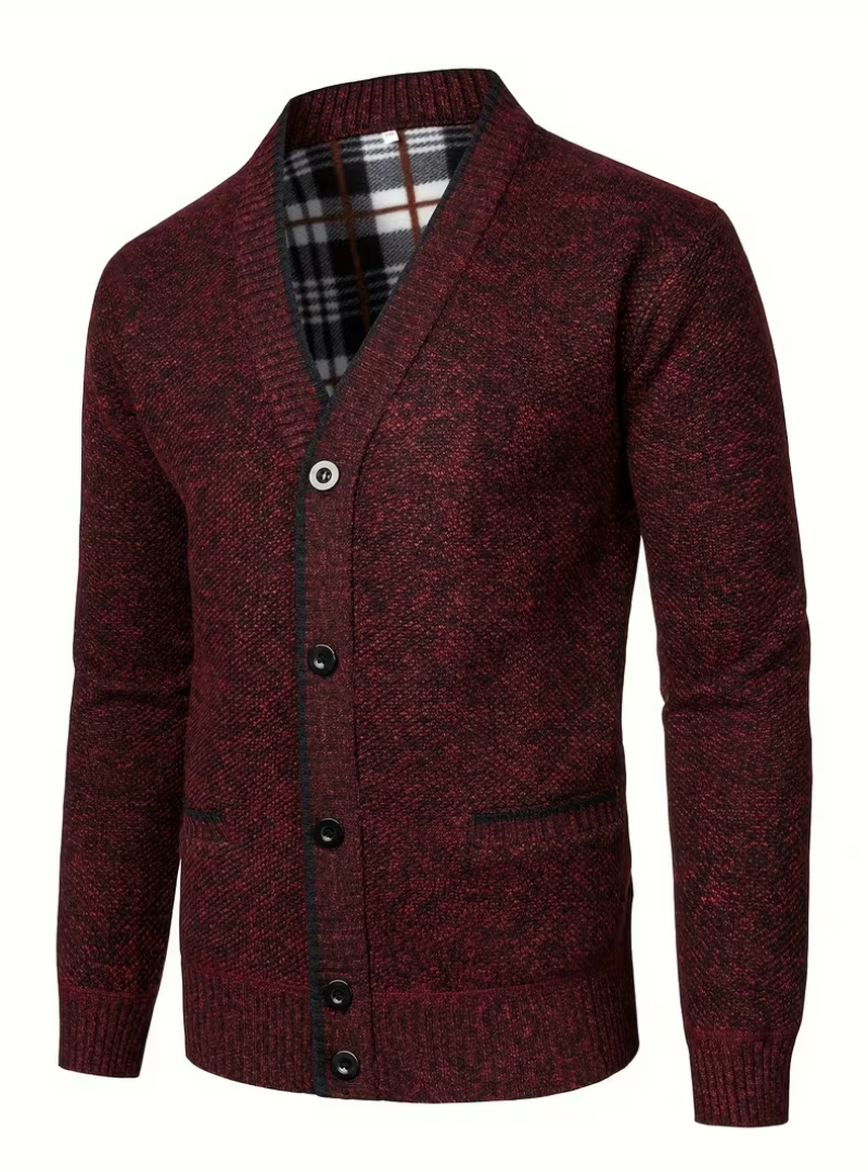 Cardigan à col V boutonné pour homme