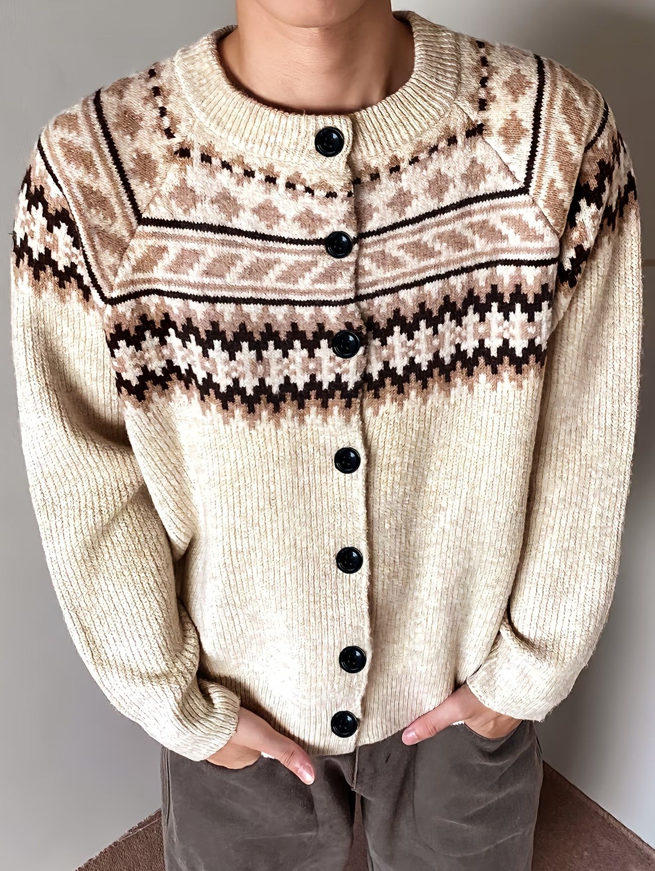 Cardigan Boutonné Côtelé pour Hommes