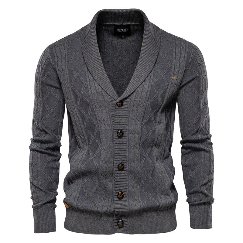 Cardigan homme col châle texturé