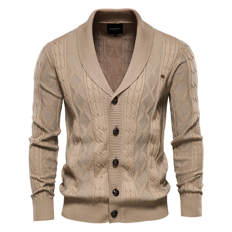 Cardigan homme col châle texturé