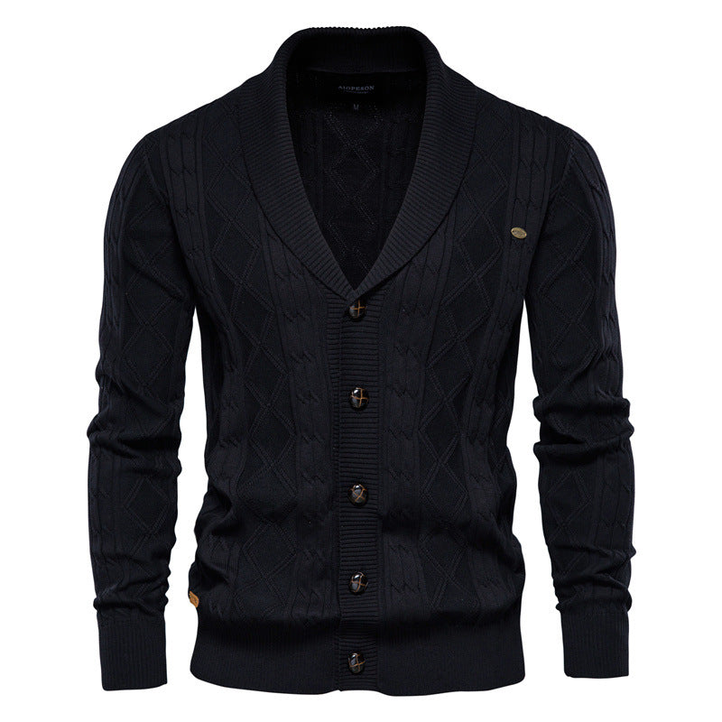 Cardigan homme col châle texturé