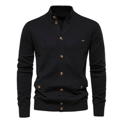 Cardigan homme à col montant et fermeture boutonnée