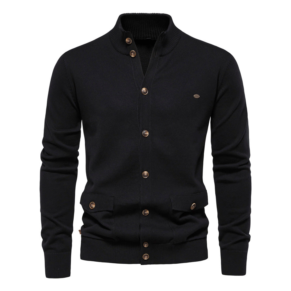 Cardigan homme col montant boutonné