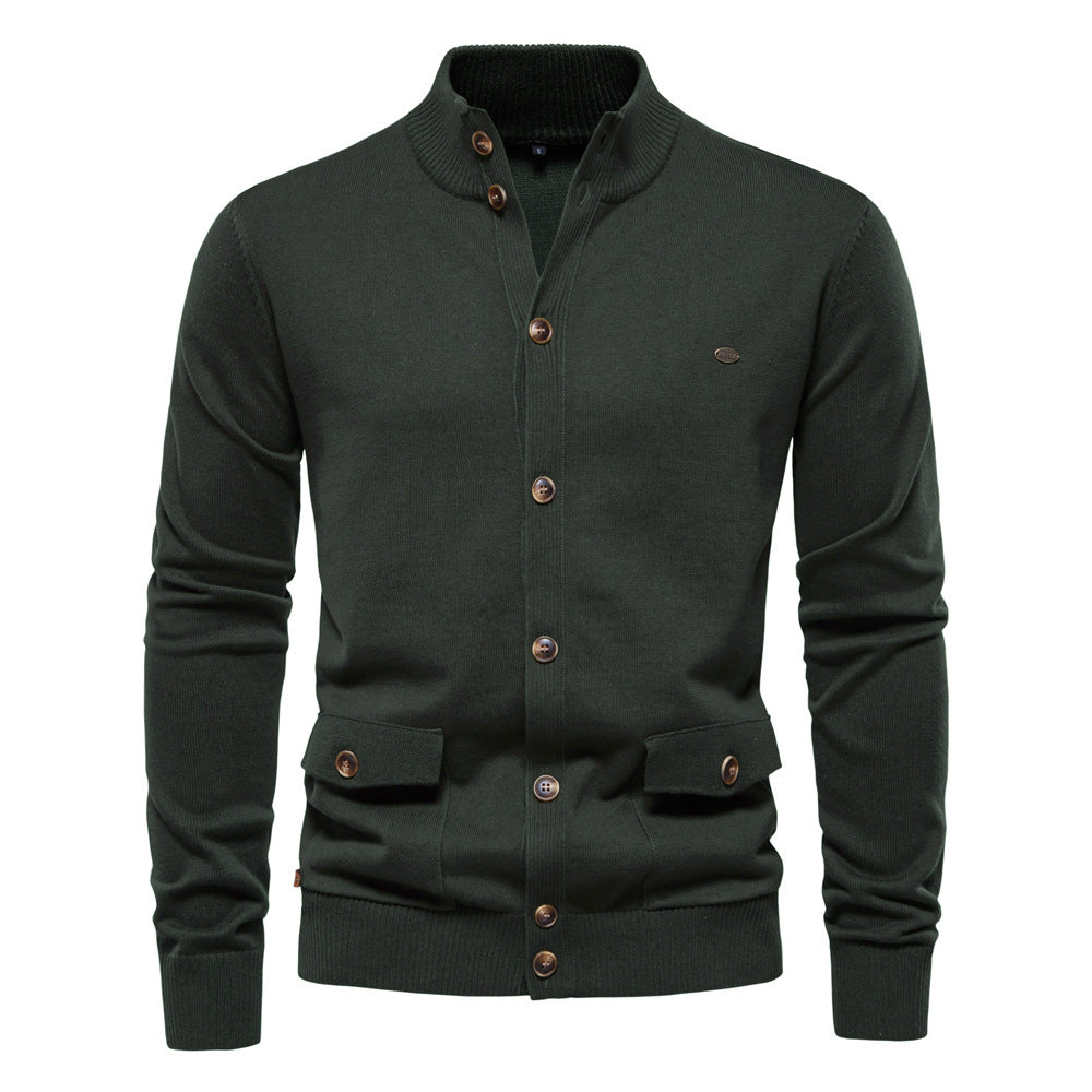 Cardigan homme col montant boutonné