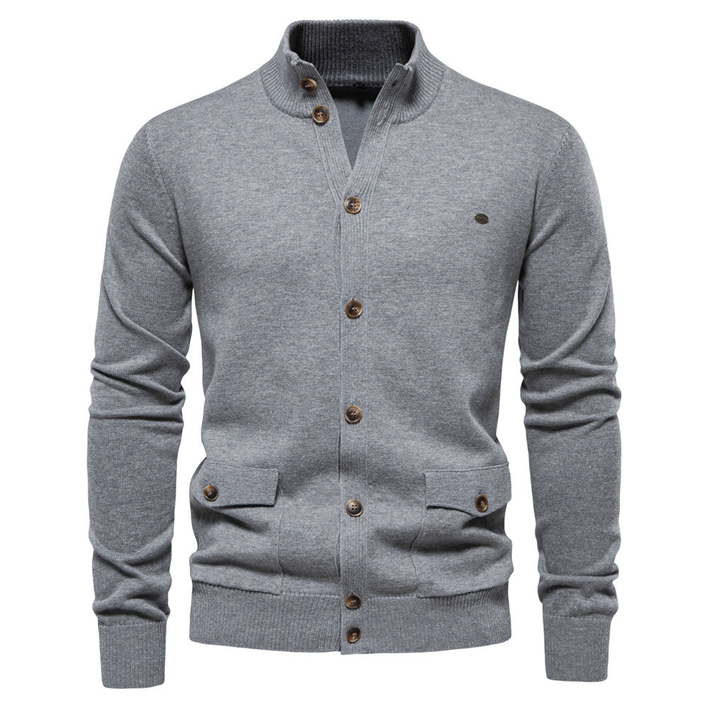 Cardigan homme col montant boutonné