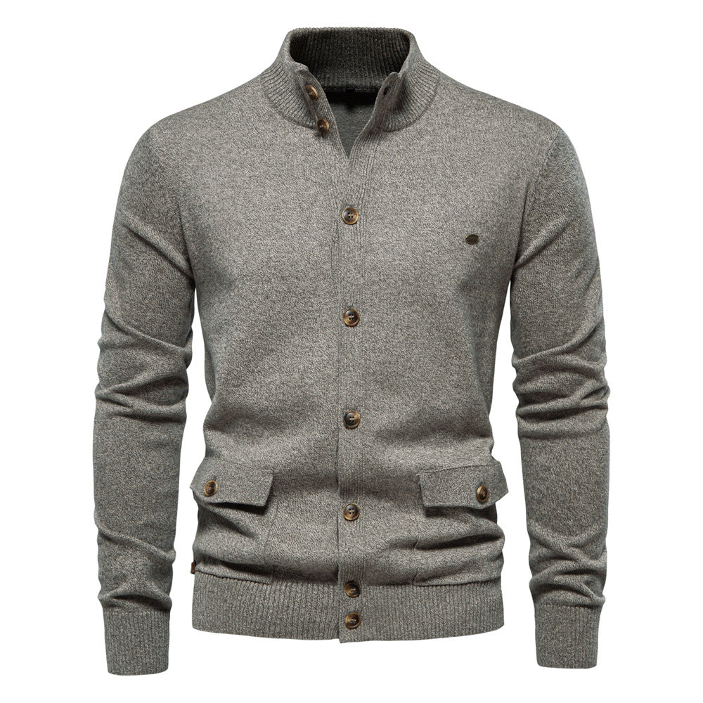 Cardigan homme col montant boutonné