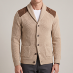 Cardigan homme maille col châle à empiècements