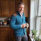 Cardigan homme maille col châle à empiècements