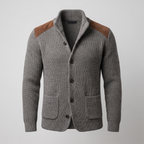 Cardigan homme maille col châle à empiècements